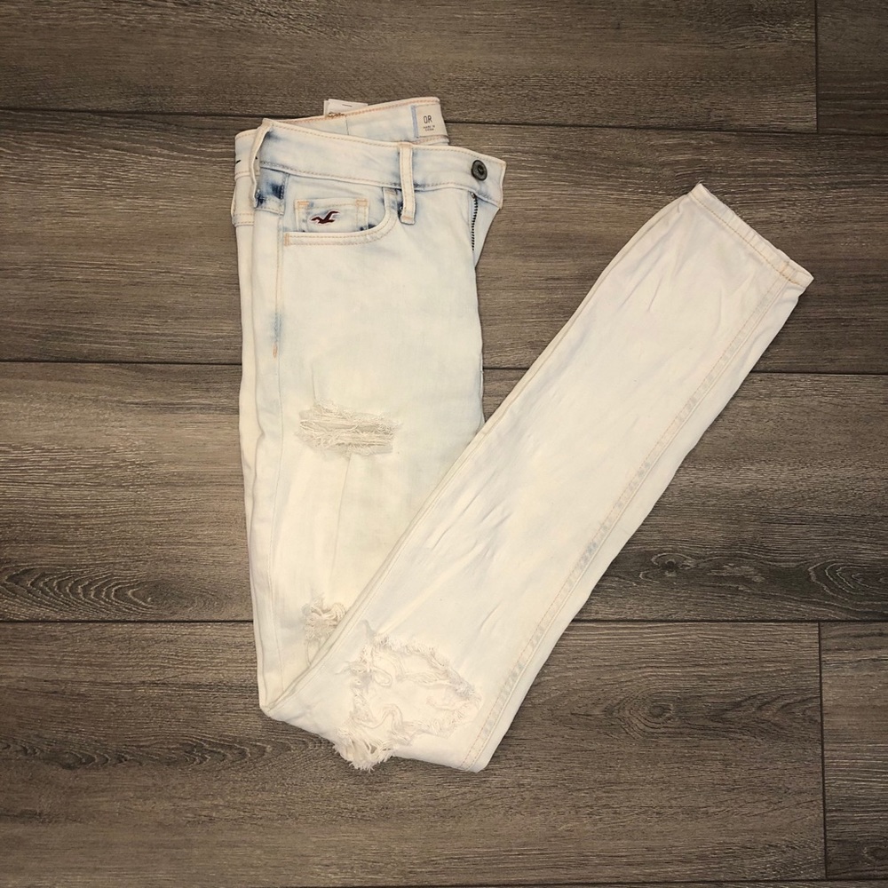 Hollister high rise straight leg ripped jeans